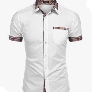 White men’s designer print polo shirt